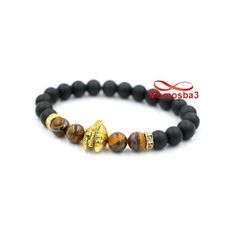 Agate Pierres Naturelle TIGER Eye + Noir Mat Avec Pendentif GLADIATOR - élastique au meilleur prix au Maroc
