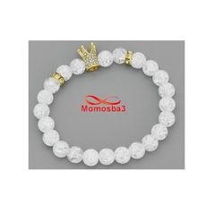 Agate Pierres Naturelle BLANC + Pendentif Couronne Avec Pierres - élastique au meilleur prix au Maroc