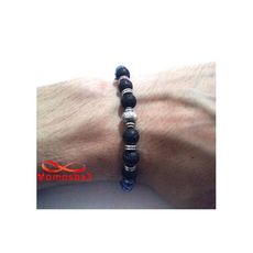 Agate Pierre Naturelle BLEU + Noir - Unisex au meilleur prix au Maroc