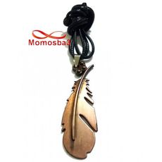 Collier Fil Noir Réglable Avec Pendentif Plume 2 Faces Noir + BRONZE (Unisex) au meilleur prix au Maroc