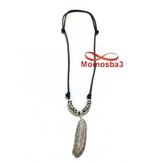 Collier Fil Noir Réglable Avec Pendentif Plume - Unisex au meilleur prix au Maroc
