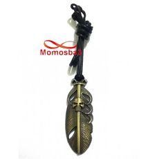Collier Fil Noir Réglable Avec Pendentif Plume Tete De Mort BRONZE - Unisex au meilleur prix au Maroc