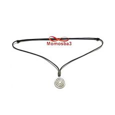 Collier Fil Noir Réglable Avec Pendentif Noir Argenté - Unisex au meilleur prix au Maroc