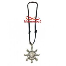 Collier Fil Noir Réglable Avec Pendentif Marine Argenté (Unisex) au meilleur prix au Maroc