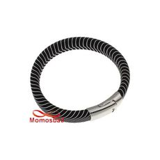 Bracelet Cuir Noir Avec Fermoir Magnétique - Unisex au meilleur prix au Maroc