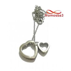 Collier Argenté Pendentif Coeur Avec Pierres Cristal MARRON au meilleur prix au Maroc