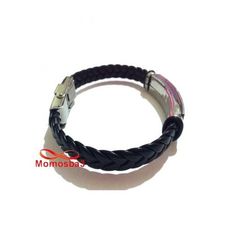Bracelet Cuir Noir + Plaque Et Fermoir En Acier Inoxydable (Réglable) au meilleur prix au Maroc