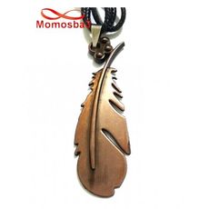 Collier Fil Noir Réglable Avec Pendentif Plume 2 Faces Noir + BRONZE (Unisex) au meilleur prix au Maroc