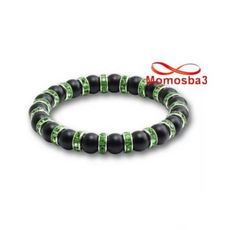 Agate Pierre Naturelle Noir + Cristal Vert - Unisex au meilleur prix au Maroc