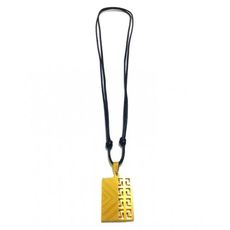 Collier Fil Noir Réglable Avec Pendentif Plaque En Acier Inoxydable DORE - Unisex au meilleur prix au Maroc