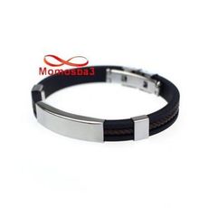 Bracelet En Silicone Noir + MARRON Et Acier Inoxydable Argenté (Réglable) au meilleur prix au Maroc