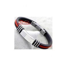Bracelet En Silicone Noir + ROUGE Et Acier Inoxydable (Réglable) au meilleur prix au Maroc