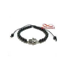Agate Bracelet Hématite Avec Pendentif Khmissa Unisex - Fil Réglable au meilleur prix au Maroc