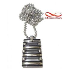 Chaine Maille Boule + Pendentif Plaque Argent - Acier Inoxydable Et Silicone au meilleur prix au Maroc