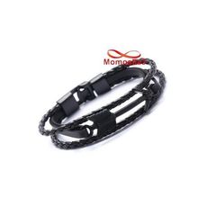 Bracelet Cuir Noir Véritable Symbole Flèche Et Fermoir Noir - Unisex au meilleur prix au Maroc