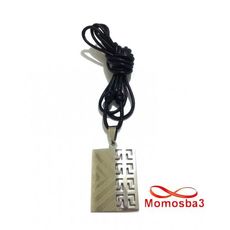 Collier Fil Noir Réglable Avec Pendentif Plaque En Acier Inoxydable Argenté - Unisex au meilleur prix au Maroc