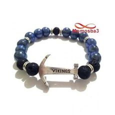 Agate Pierre Naturelle Avec Pendentif Ancre Vikings Argenté - Unisex au meilleur prix au Maroc