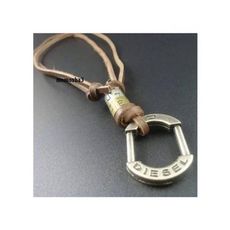 Collier Cuir MARRON Réglable Avec Pendentif DIESEL - Unisex au meilleur prix au Maroc