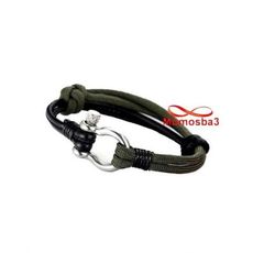 Bracelet Marine Cuir Noir Et Fil Parachute Avec Fermoir En Acier Inoxydable au meilleur prix au Maroc