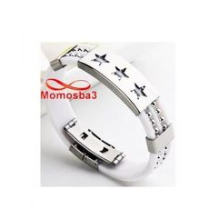 Bracelet En Acier Inoxydable Argenté Et Silicone BLANC (Réglable) au meilleur prix au Maroc