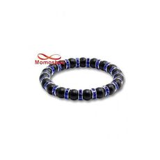 Agate Pierre Naturelle Noir + Cristal BLEU - Unisex au meilleur prix au Maroc