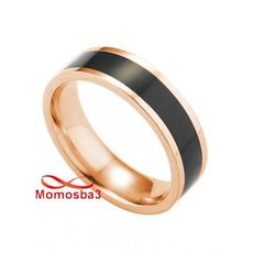 Bague En Plaqué Or et Acier Inoxydable Noir - Unisex au meilleur prix au Maroc