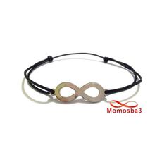 Bracelet Fil Noir Réglable Avec Pendentif Infinity En Acier Inoxydable - Unisex au meilleur prix au Maroc