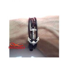 Bracelet Ancre Marine USA Cuir Naturelle Noir Unisex - Réglable au meilleur prix au Maroc
