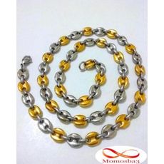 Chaîne Grain De Café De Taille Moyenne Argent Et DORE En Acier Inoxydable au meilleur prix au Maroc