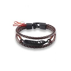Bracelet Plume En Cuir MARRON Véritable Symbole Et Fermoir Noir au meilleur prix au Maroc