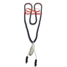 Collier Agate Verre Noir Avec Pendentif Plume a La Mode - Unisex au meilleur prix au Maroc