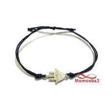 Bracelet Fil Noir Réglable Avec Pendentif Khmissa Argent Charm - Unisex au meilleur prix au Maroc