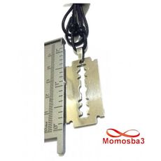 Collier Fil Noir Réglable Avec Pendentif Rasoir En Acier Inoxydable Argenté - Unisex au meilleur prix au Maroc
