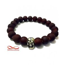 Agate MARRON mat avec pendentif Tête De Mort au meilleur prix au Maroc