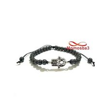 Agate Bracelet Hématite Avec Pendentif Khmissa Unisex - Fil Réglable au meilleur prix au Maroc
