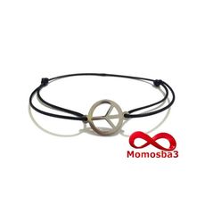 Bracelet Fil Noir Réglable Avec Pendentif PEACE & LOVE En Acier Inoxydable - Unisex au meilleur prix au Maroc
