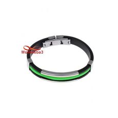 Bracelet En Silicone Noir + Vert Et Acier Inoxydable (Réglable) au meilleur prix au Maroc
