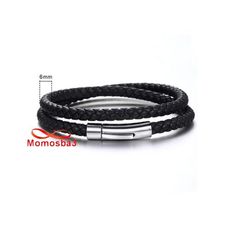 Bracelet Cuir Noir Torsadé Avec Fermoir En Acier Inoxydable Argenté au meilleur prix au Maroc