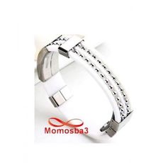 Bracelet En Acier Inoxydable Argenté Et Silicone BLANC (Réglable) au meilleur prix au Maroc