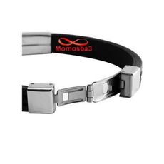 Bracelet En Silicone Noir + BLANC Et Acier Inoxydable (Réglable) au meilleur prix au Maroc