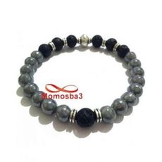 Agate Pierre Naturelle GRIS + Noir - Unisex au meilleur prix au Maroc