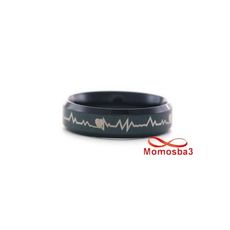 BAGUE TUNGSTENE NOIR HOMME BATTEMENT DE COEUR au meilleur prix au Maroc
