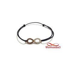 Bracelet Fil Noir Réglable Avec Pendentif Infinity En Acier Inoxydable - Unisex au meilleur prix au Maroc
