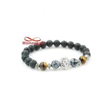 Agate Pierres Naturelle Lave + TIGER Eye Avec Pendentif LION Argenté - élastique au meilleur prix au Maroc