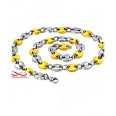 Chaîne Grain De Café De Taille Moyenne Argent Et DORE En Acier Inoxydable au meilleur prix au Maroc