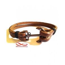 Bracelet Marine En Cuir MARRON Ancre BRONZE (Réglable) au meilleur prix au Maroc