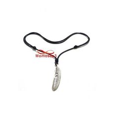 Collier Fil Noir Réglable Avec Pendentif Plume A la Mode - Unisex au meilleur prix au Maroc