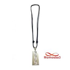 Collier Fil Noir Réglable Avec Pendentif Plaque En Acier Inoxydable Argenté - Unisex au meilleur prix au Maroc