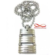 Chaine Maille Boule + Pendentif Plaque Argent - Acier Inoxydable au meilleur prix au Maroc