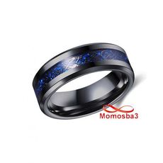 Bague Dragon En Acier Inoxydable Noir Et BLEU - Unisex au meilleur prix au Maroc